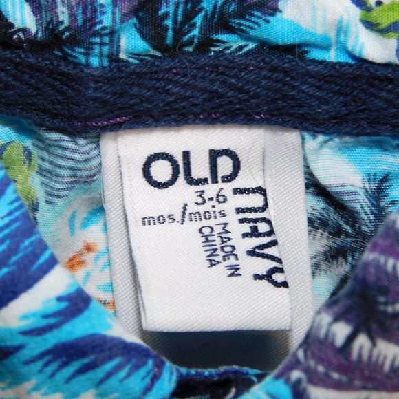 Old Navy Baby 3-6 months Boys Hawaiian Shirt Blue - Picture 3 of 4